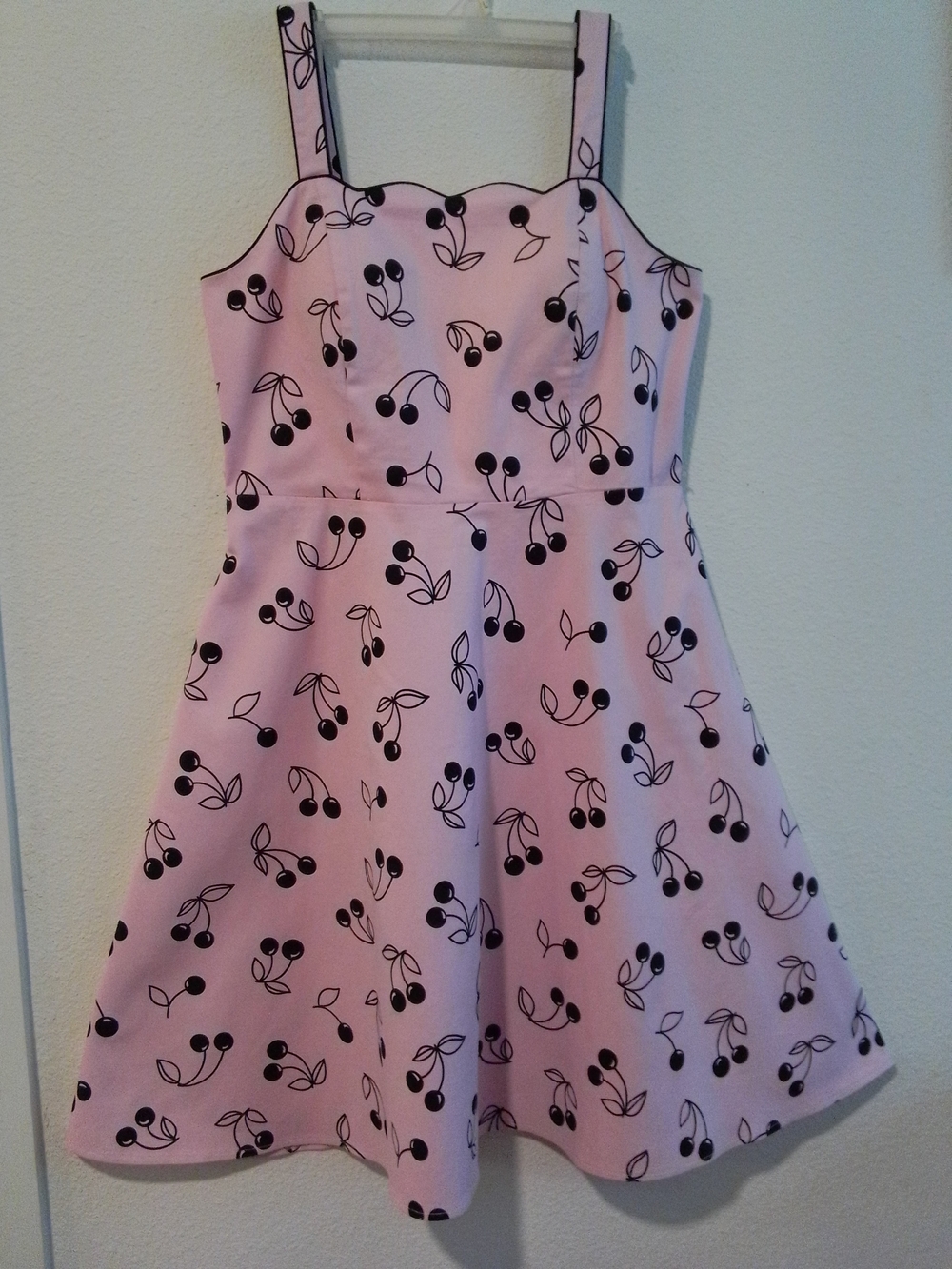 karin stevens Pink Cherry Print Circle dress for Women/RETRO ROCKABILLY PINUP